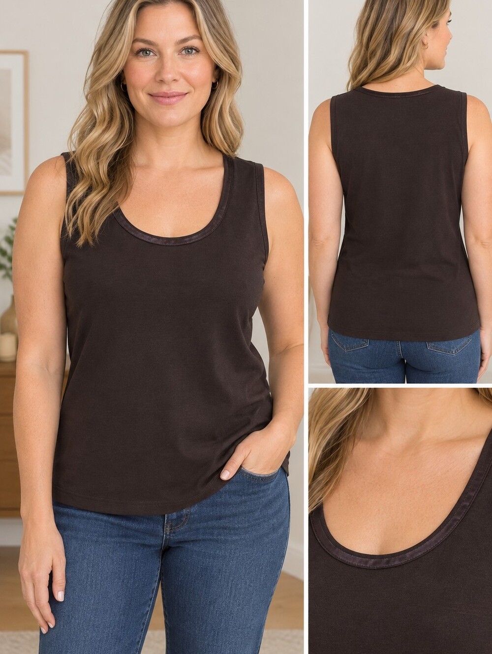 Talbots Brown 🟤 Scoop Neck Cotton Tank